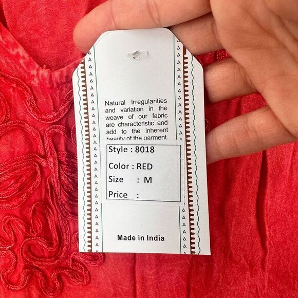 NWT Anandas Collection Women's‎ Fringed Tassel Sleeveless Tank Dress Red Medium - Picture 4 of 12